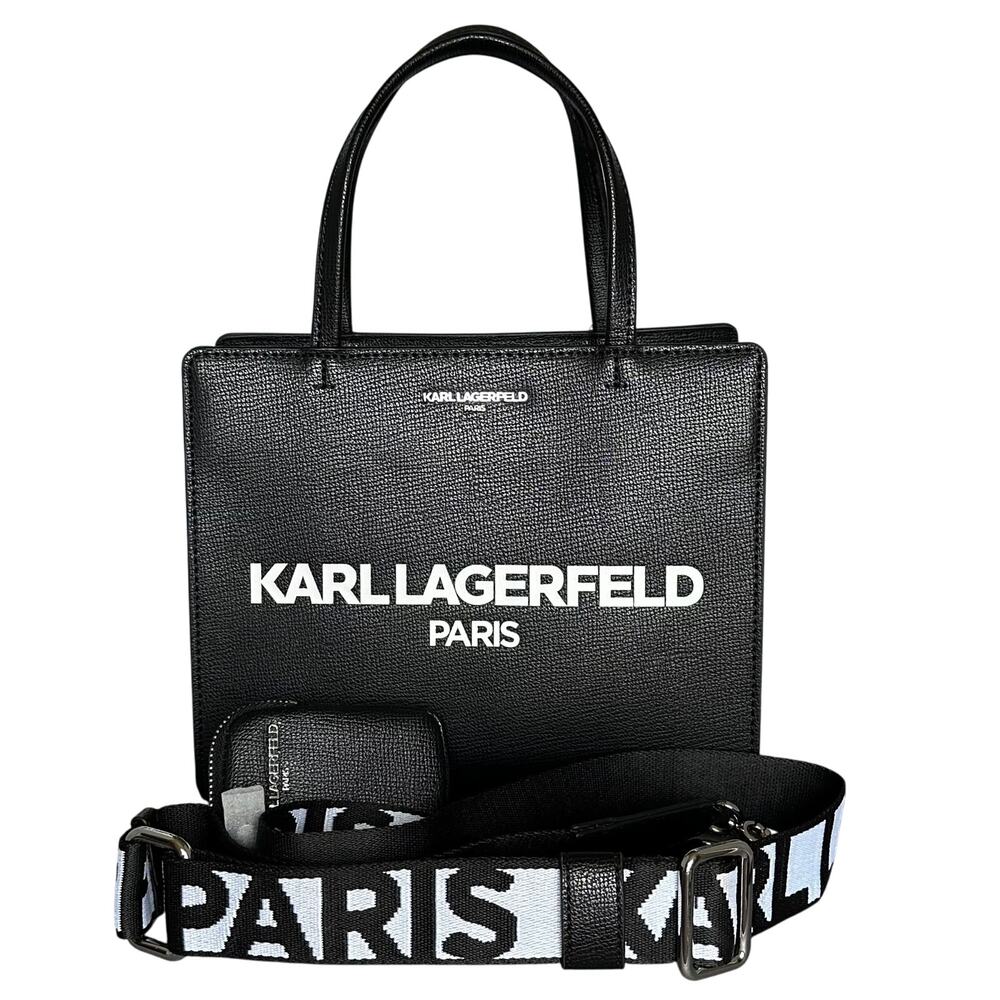 NWT! Karl Lagerfeld Women’s Black Handbag Crossbody Adjustable Guitar Strap